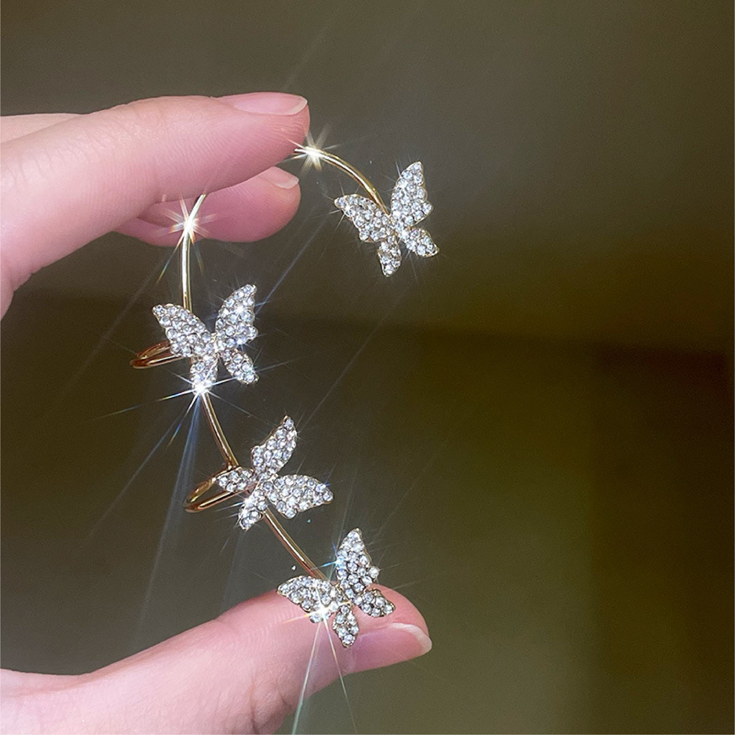 Sparkling Butterfly Ear Cuff Earring｜(Sliver/Gold)