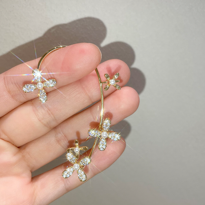 Sparkling Flower Ear Cuff Earring｜(Sliver/Gold)