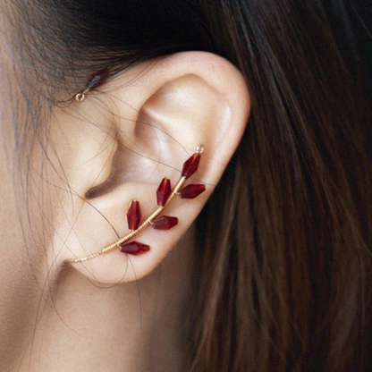 Crystal Vintage Ear Cuff Earrings｜(Black/Blue/Red)