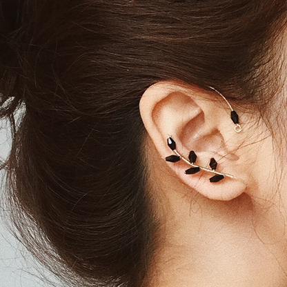 Crystal Vintage Ear Cuff Earrings｜(Black/Blue/Red)