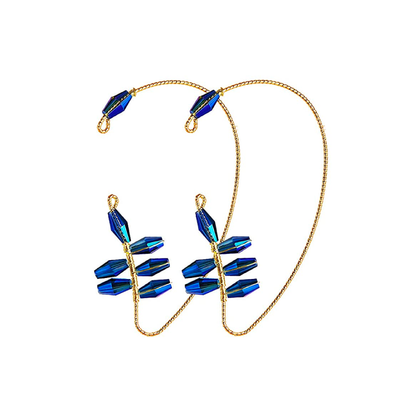 Crystal Vintage Ear Cuff Earrings｜(Black/Blue/Red)