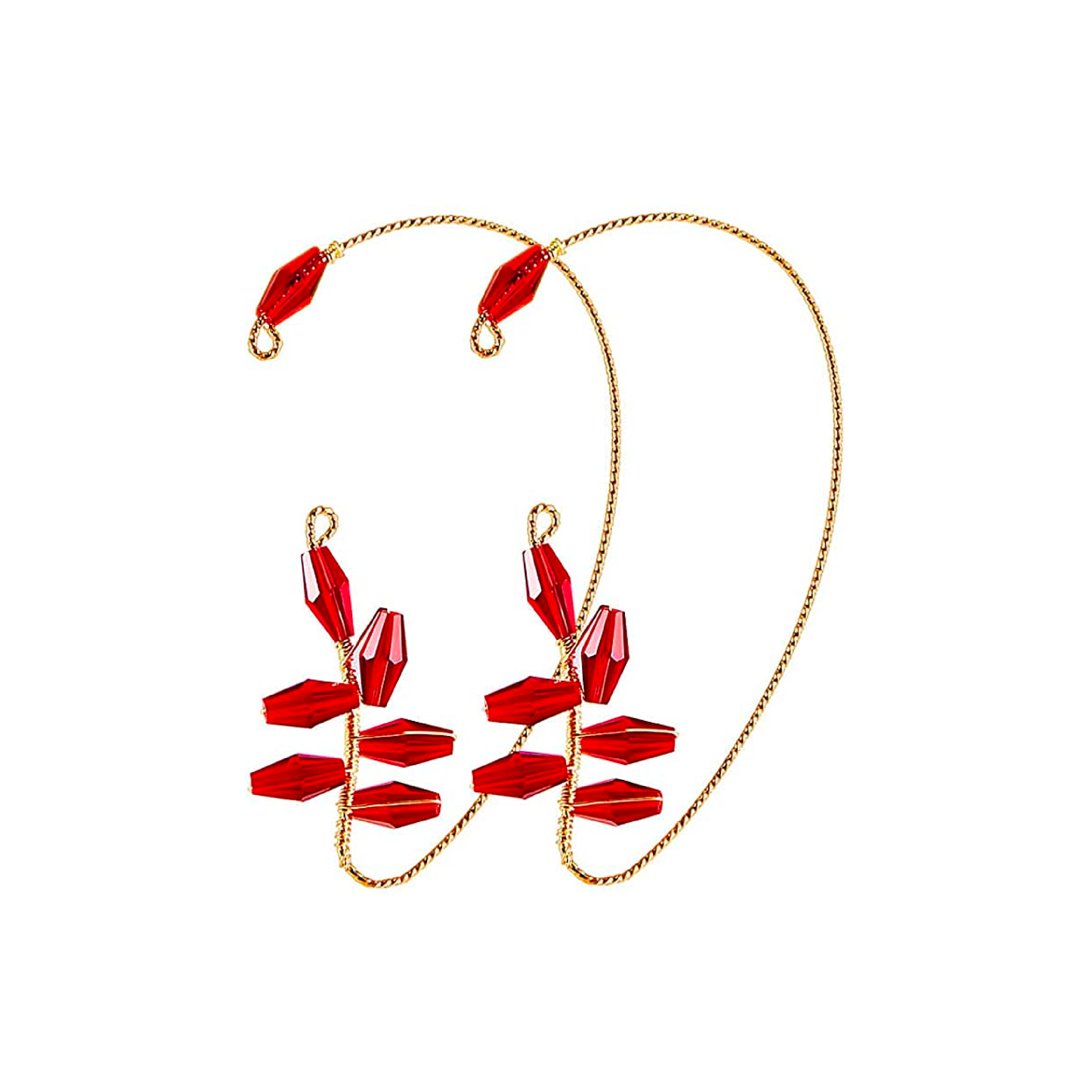 Crystal Vintage Ear Cuff Earrings｜(Black/Blue/Red)