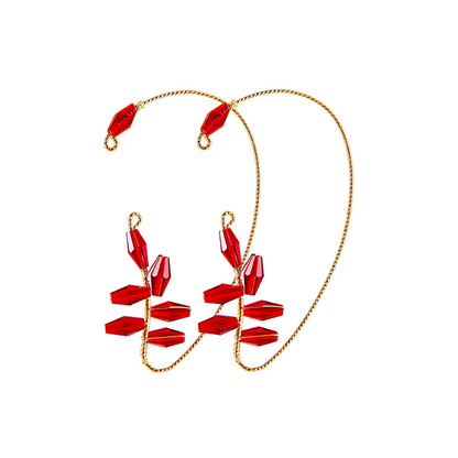 Crystal Vintage Ear Cuff Earrings｜(Black/Blue/Red)